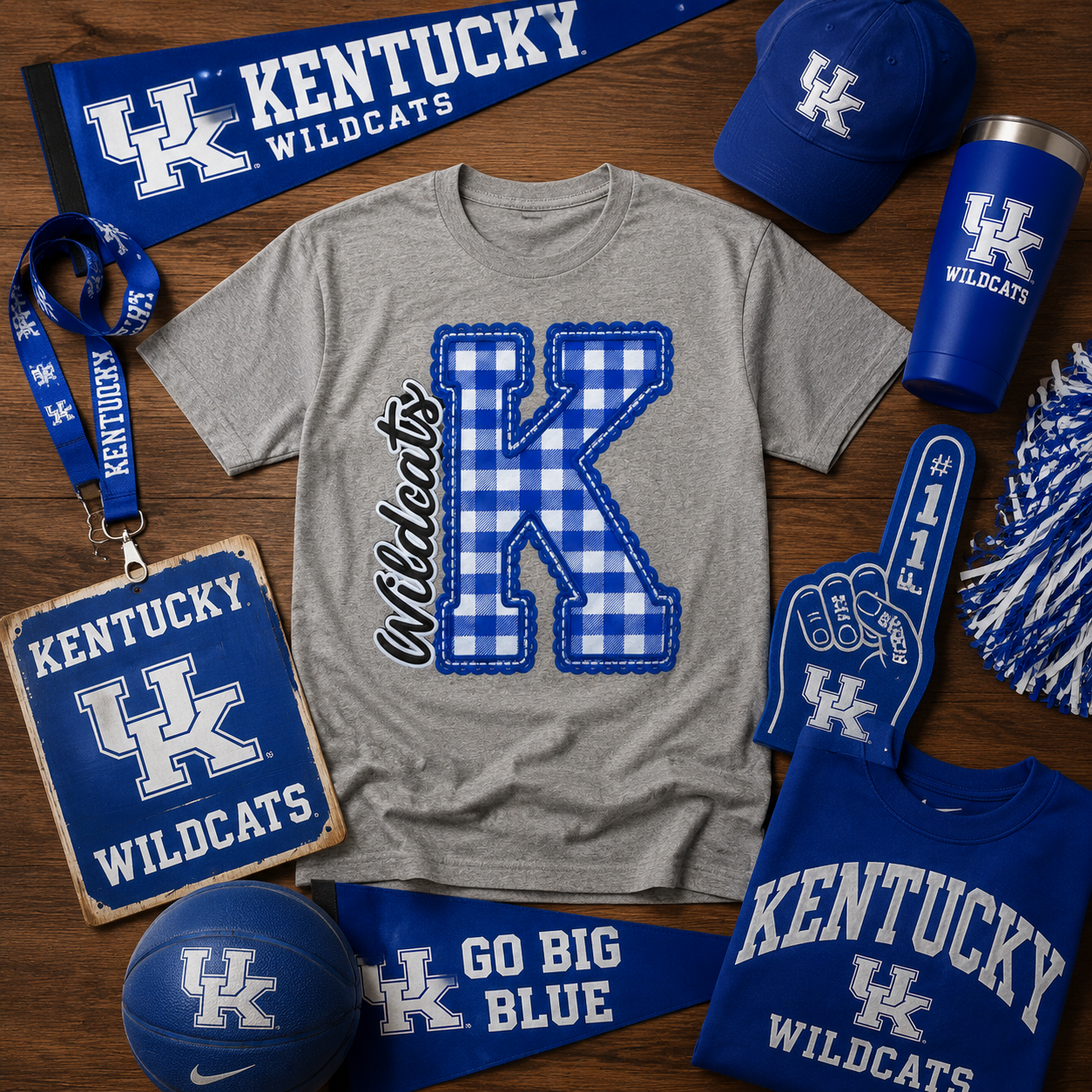 Kentucky Wildcats Plaid K Grey T-Shirt