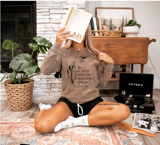 He Will Cover You With His Wings - Comfort Colors Expresso