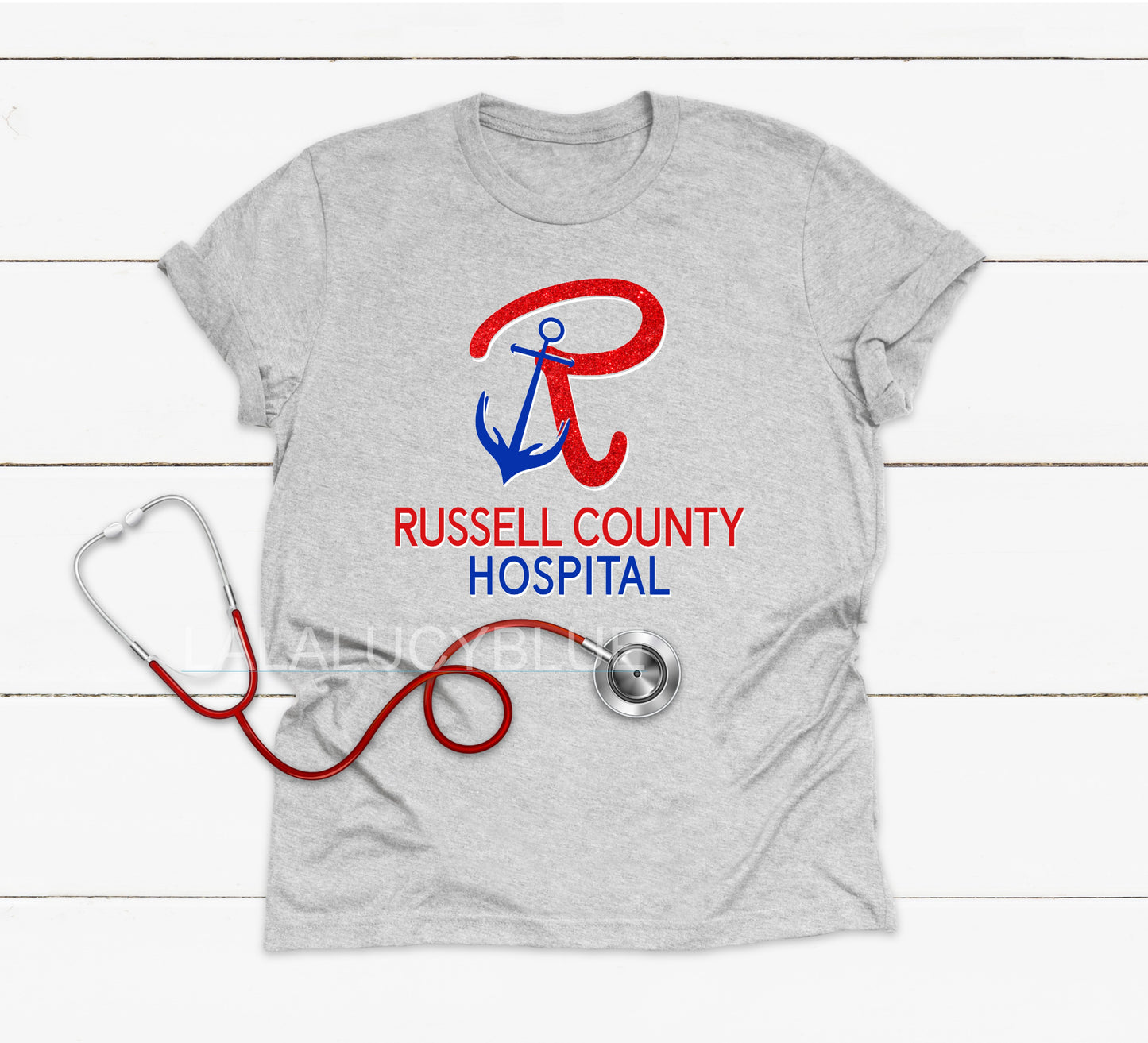 Russell County Hospital Red Faux Glitter Tee