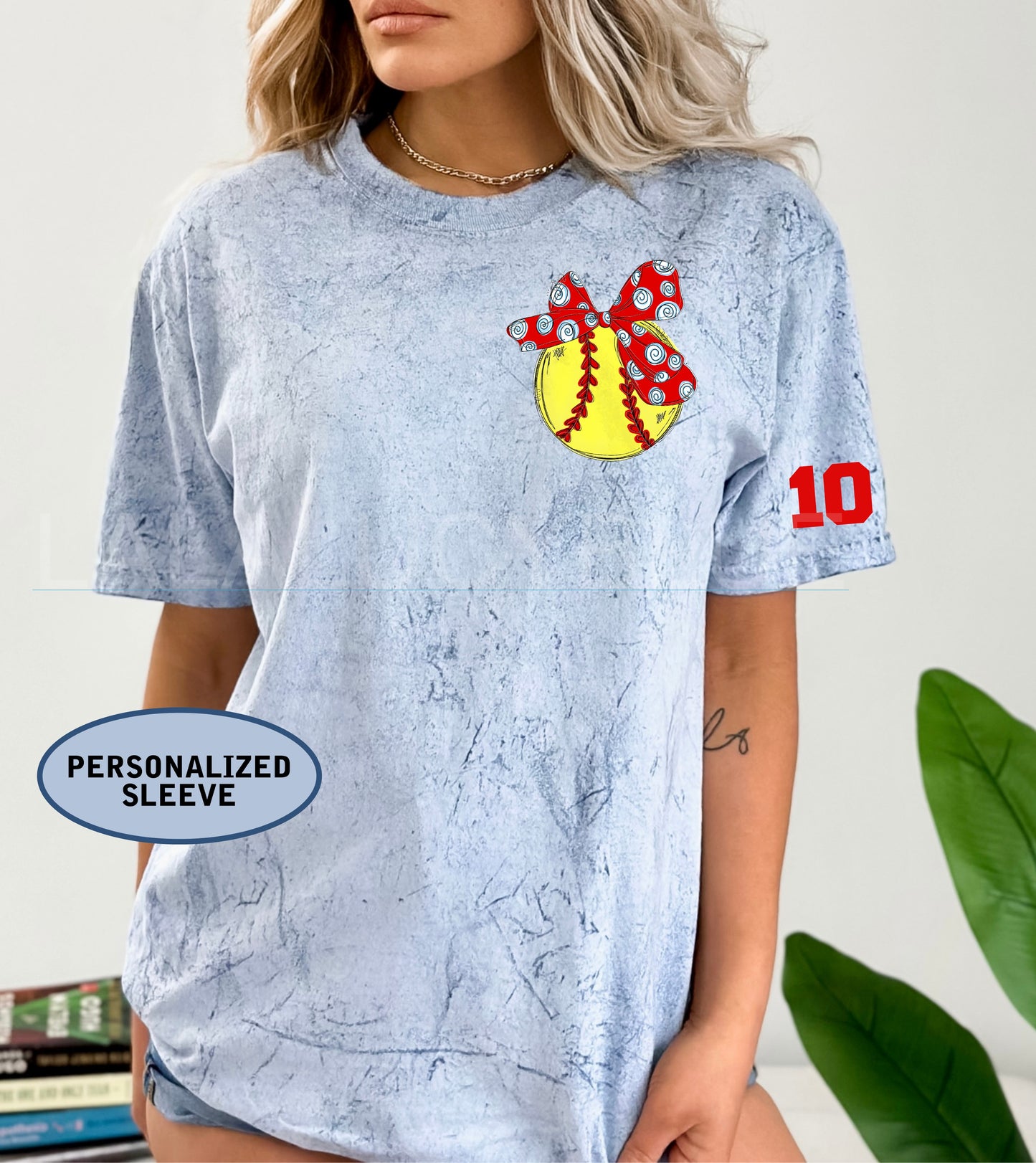 Softball Bow Colorblast Tee *Personalized*