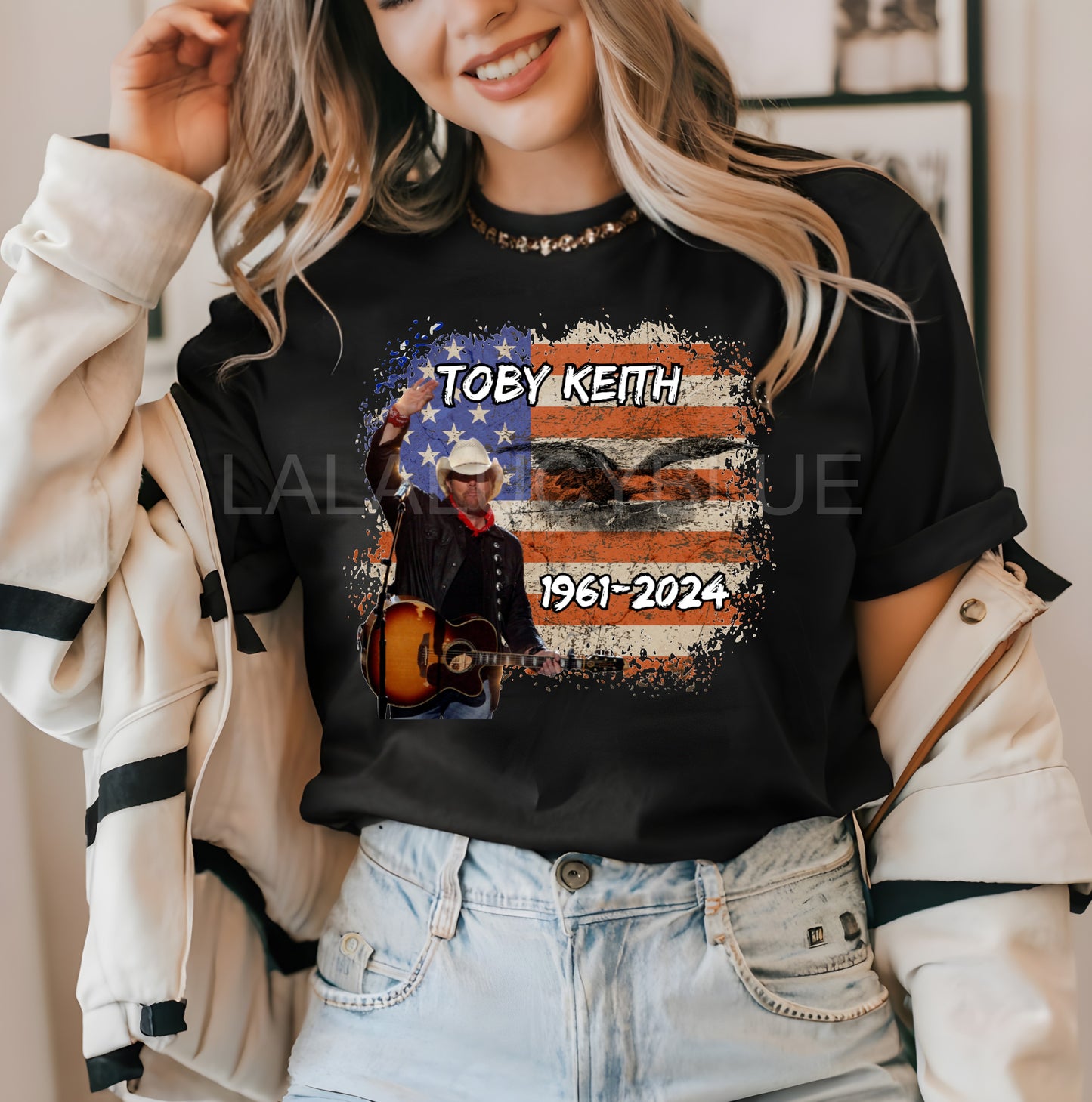 Toby Keith Memorial Flag Black Tee