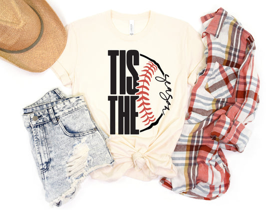 Tis The Season Baseball Cream Tee