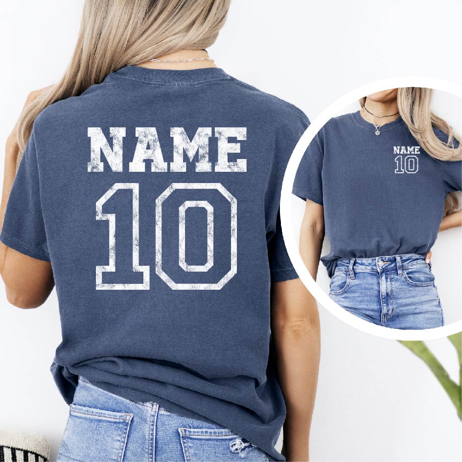 Sports Name & Number Tee - Comfort Colors *CHOOSE COLORS*