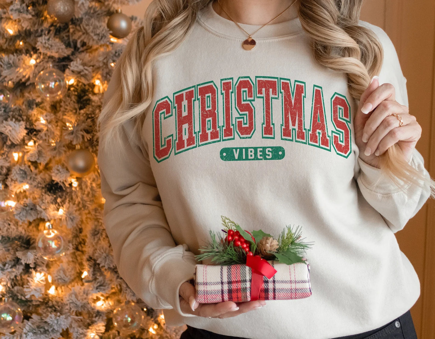 Christmas Vibes Cream Sweatshirt