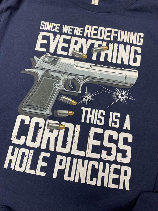 Cordless Hole Puncher Unisex Navy Tee