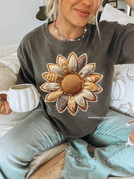 Distressed Fall Flower Pepper Long Sleeve