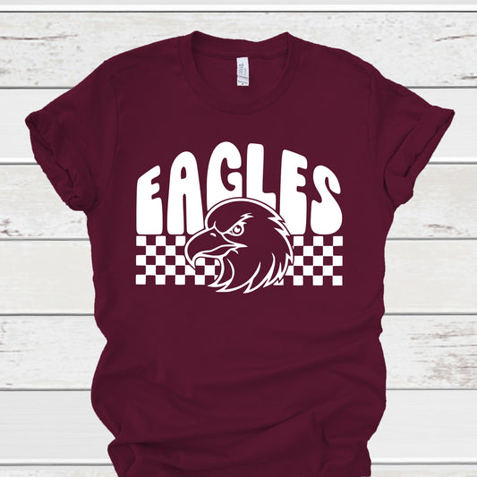 Galilean Christian Acadamy Eagles Checked Maroon Tee