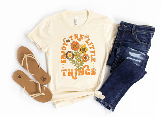 Enjoy The Little Things Retro Cream Tee