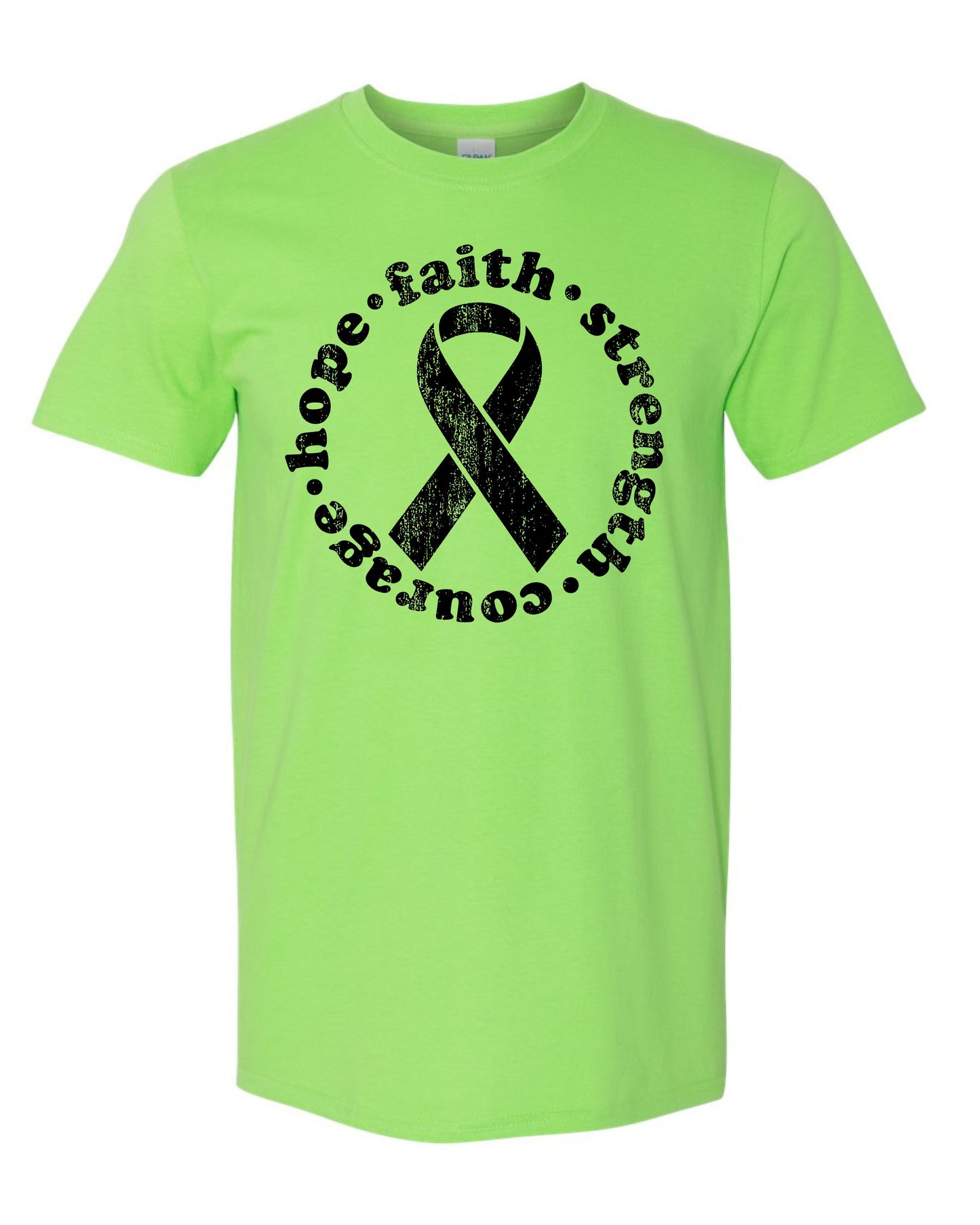 Hope Faith Strength Courage - Lime Tee *Kevin Shearer* Markey Cancer Center FUNDRASIER*