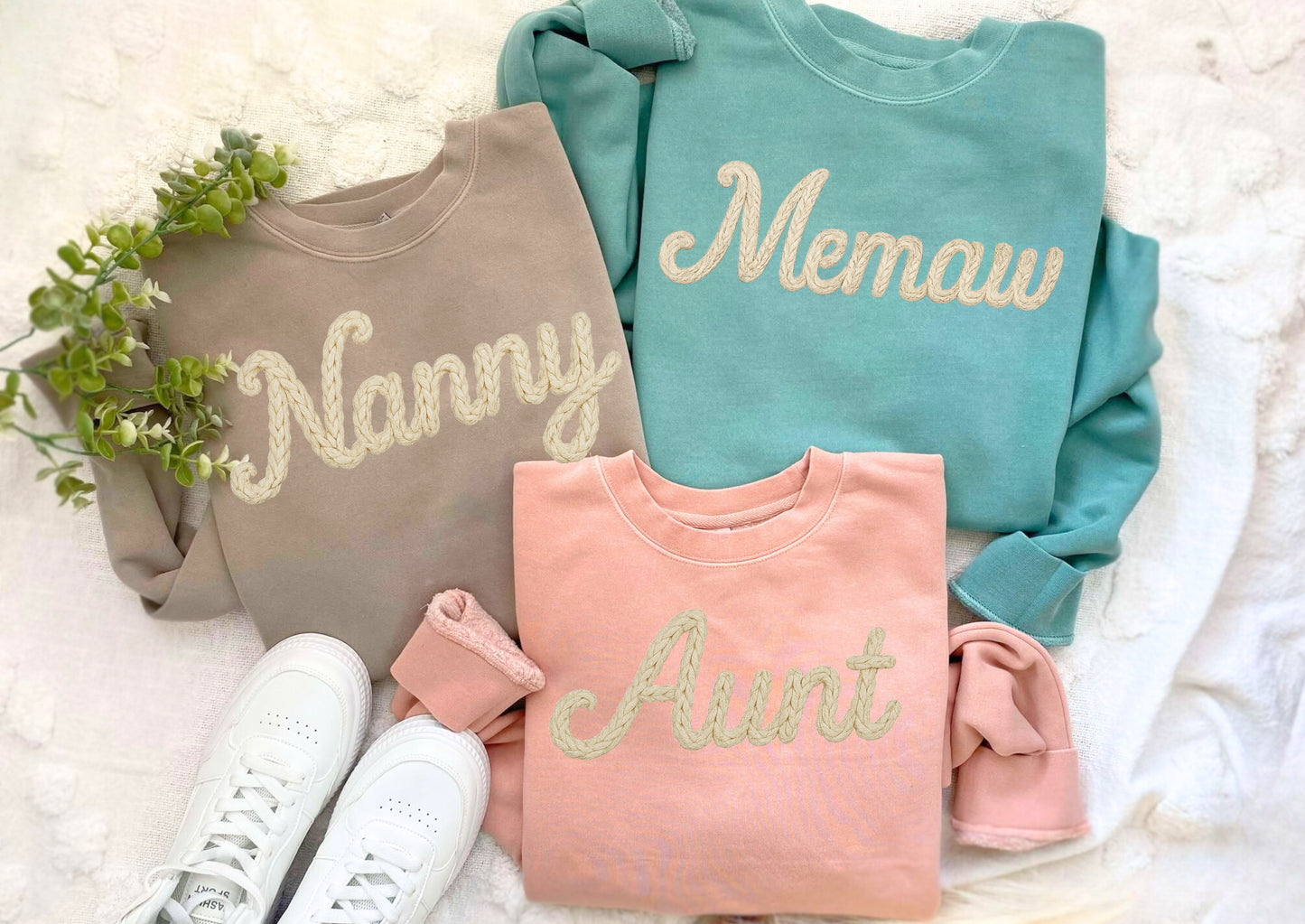 Personalized Faux Crochet Soft Sweatshirts *CHOOSE COLOR/PRINT PLACEMENT*