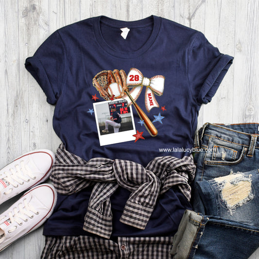 Personalized Baseball Picture Navy T-Shirt