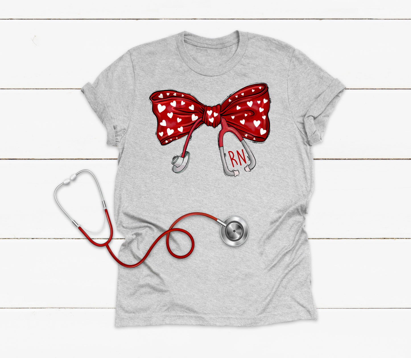 Personalized Medical Red Bow Stethescope (Grey)*Choose Style*