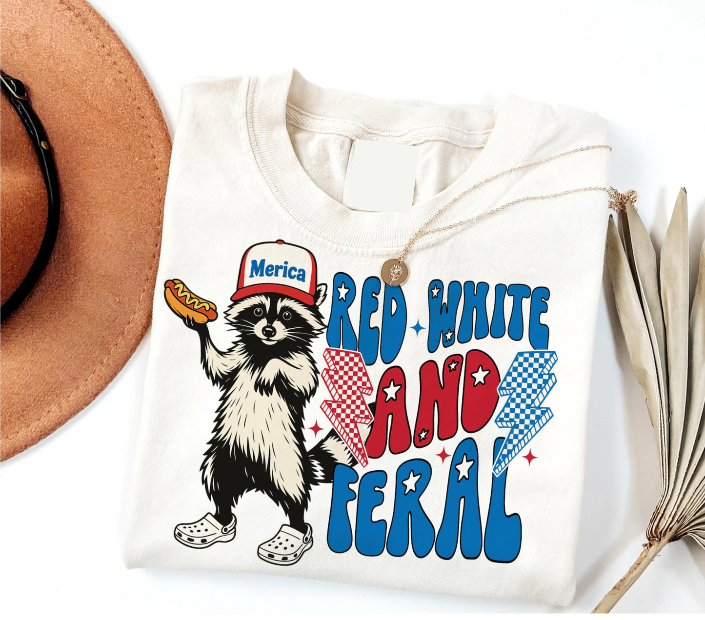 Red White & Feral *PRINTERS CHOICE* Cream Tee
