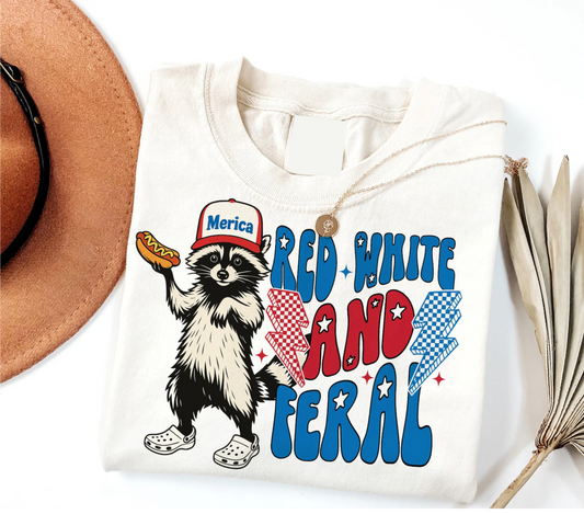Red White & Feral *PRINTERS CHOICE* Cream Tee