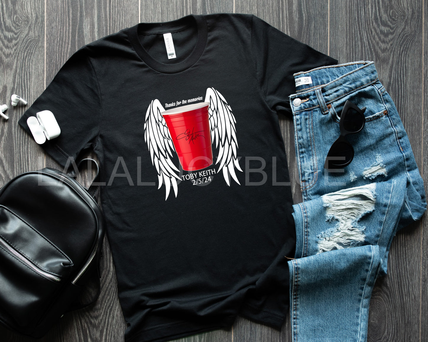 Toby Keith Red Solo Thanks For The Memories Black Tee