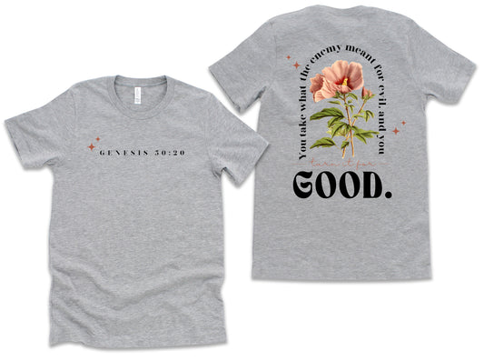 What The Enemy Meant for Evil - Romans Grey Tee