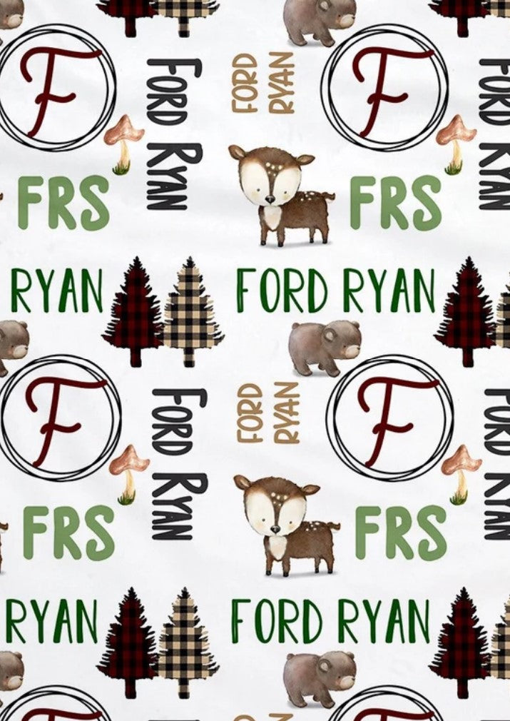 Woodland Animals Buffalo Plaid Blanket