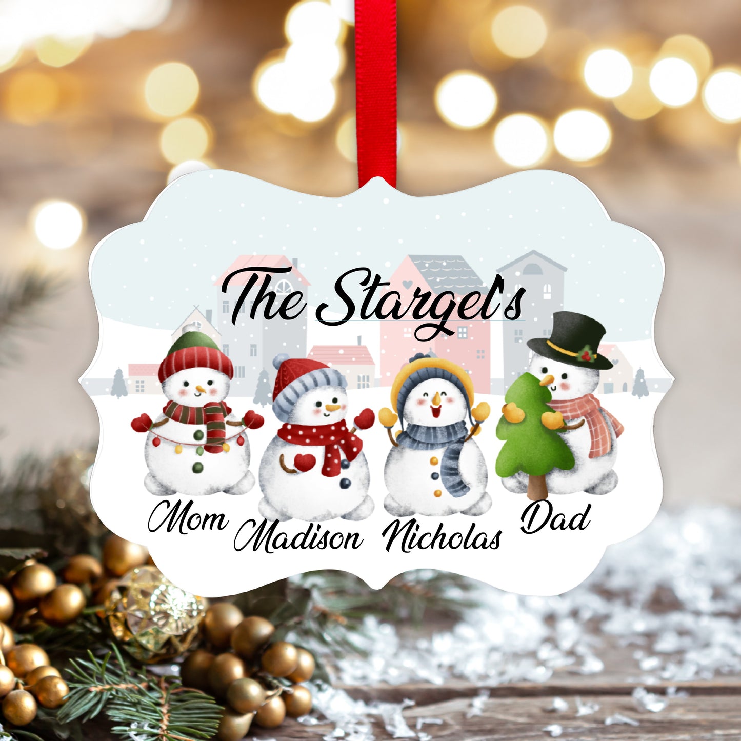 Snowman Ornament PERSONALIZE 1-6 NAMES