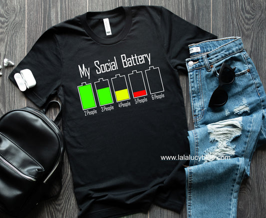 My Social Battery Unisex Black Tee