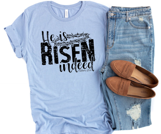 He Is Risen Blue Tee