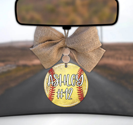 Softball Mirror Charm *PERSONALIZE*