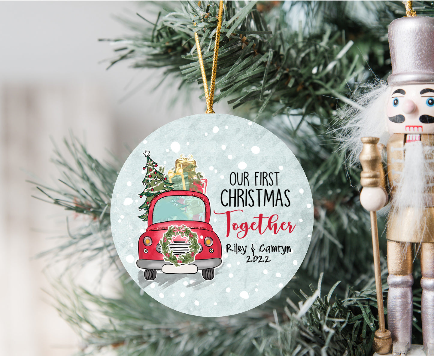 Our First Christmas Together Round Ornament