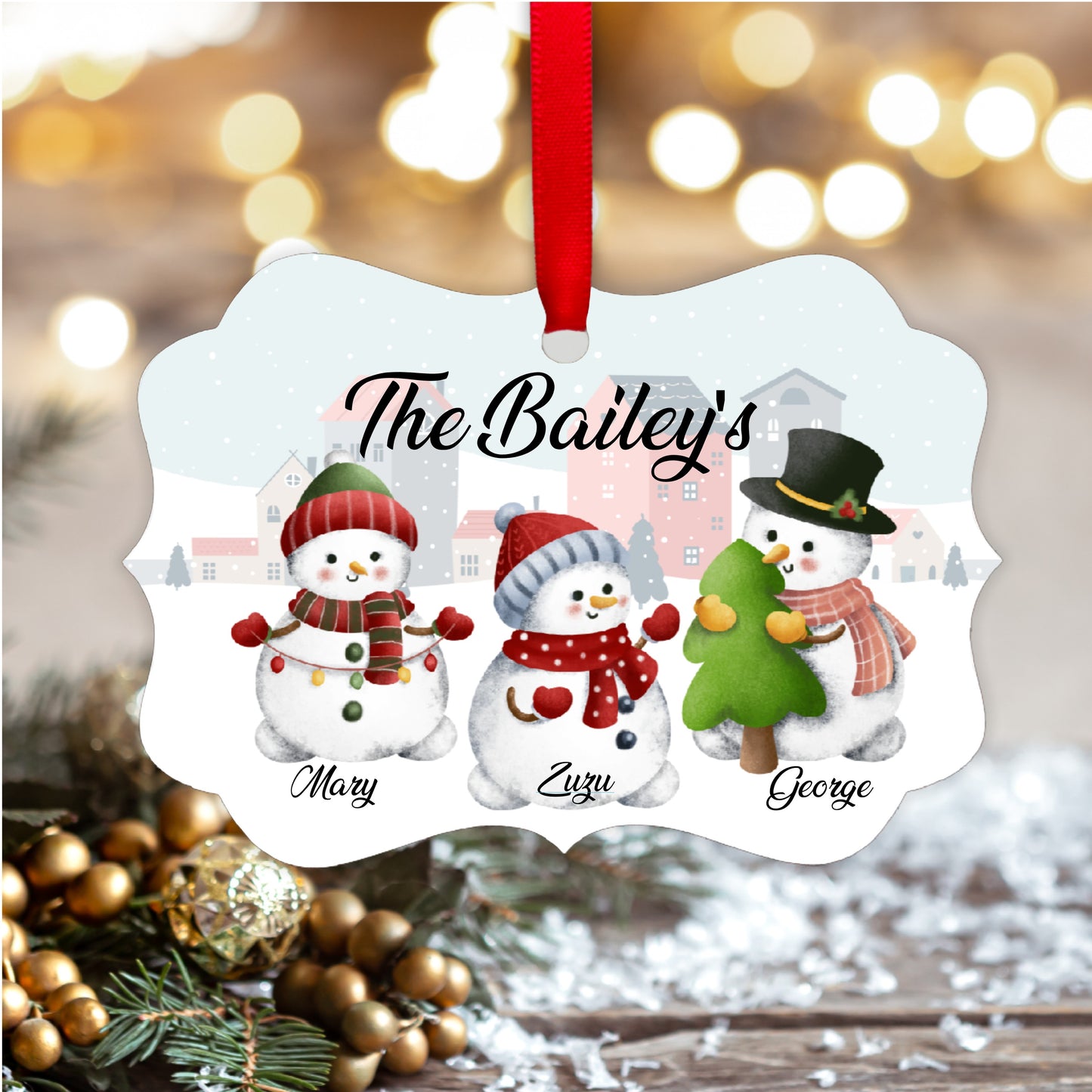 Snowman Ornament PERSONALIZE 1-6 NAMES