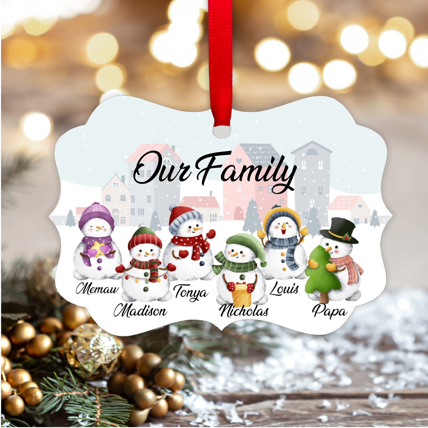 Snowman Ornament PERSONALIZE 1-6 NAMES