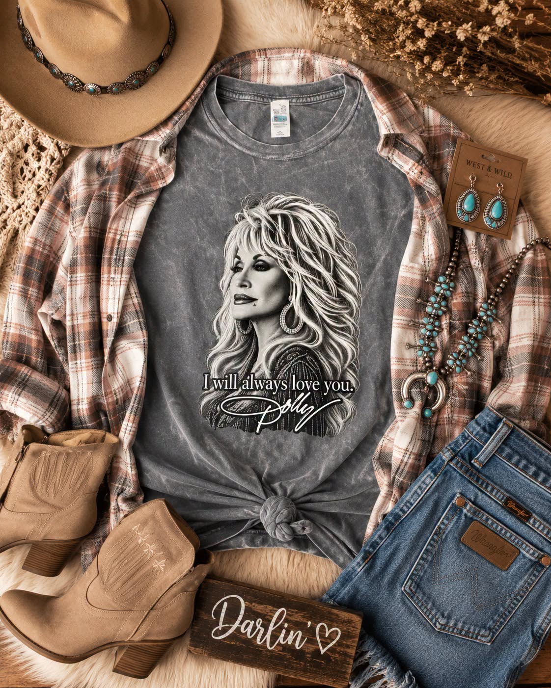 Dolly - I Will Always Love You Black Vintage Tee