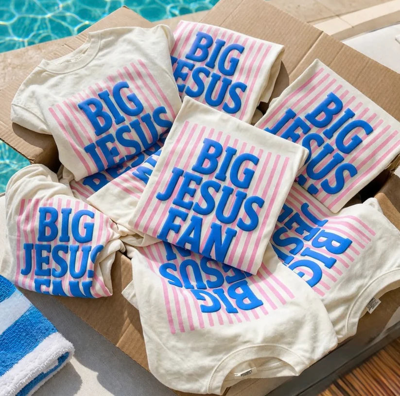 Big Jesus Fan *Puff Design* Cream Tee
