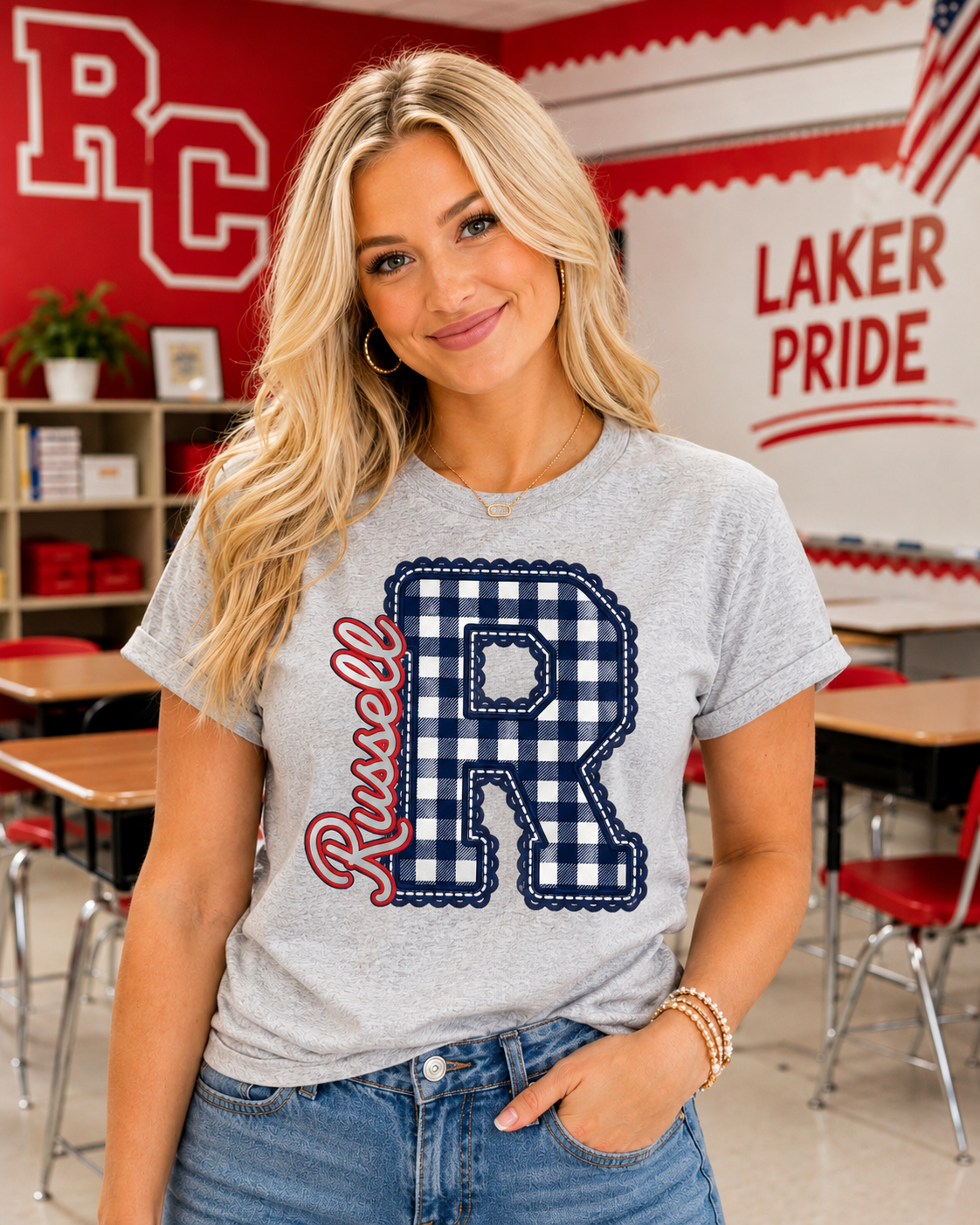 Russell Plaid R -  Grey *Choose Style*