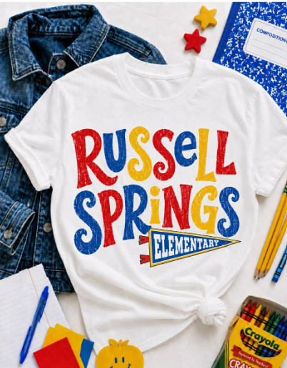 Russell Elementary School Brights White Tee 83126