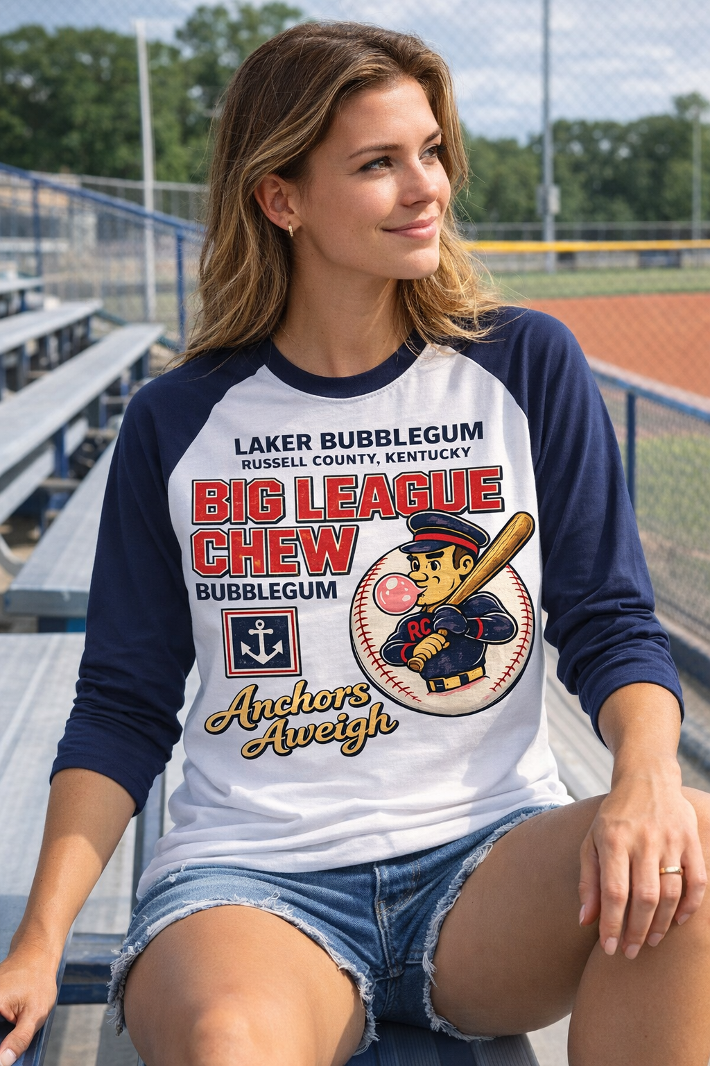 Laker Bubblegum Baseball 3/4 Navy Sleeves