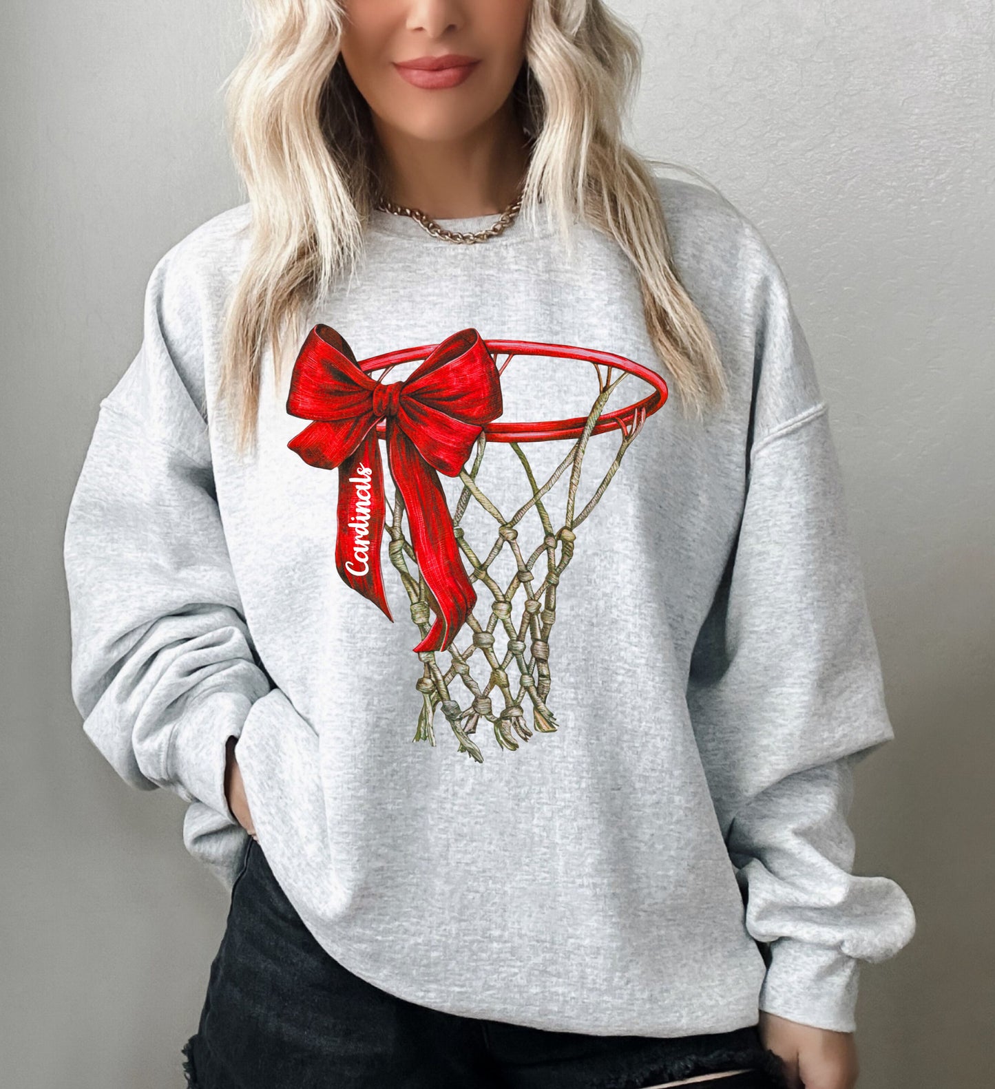 Cardinals Basketball Bow Ash Grey *Choose Style*