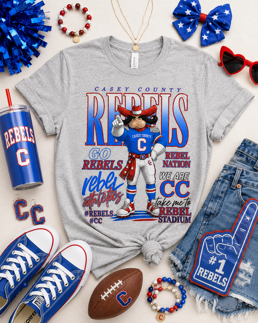 Casey County Go Rebels Rebel Stadium Grey Tee *CHOOSE STYLE*