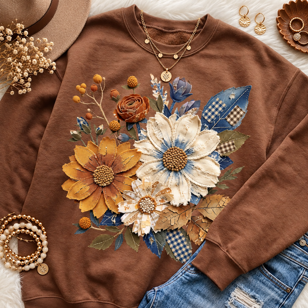 Fall Floral Cocoa Sweatshirt