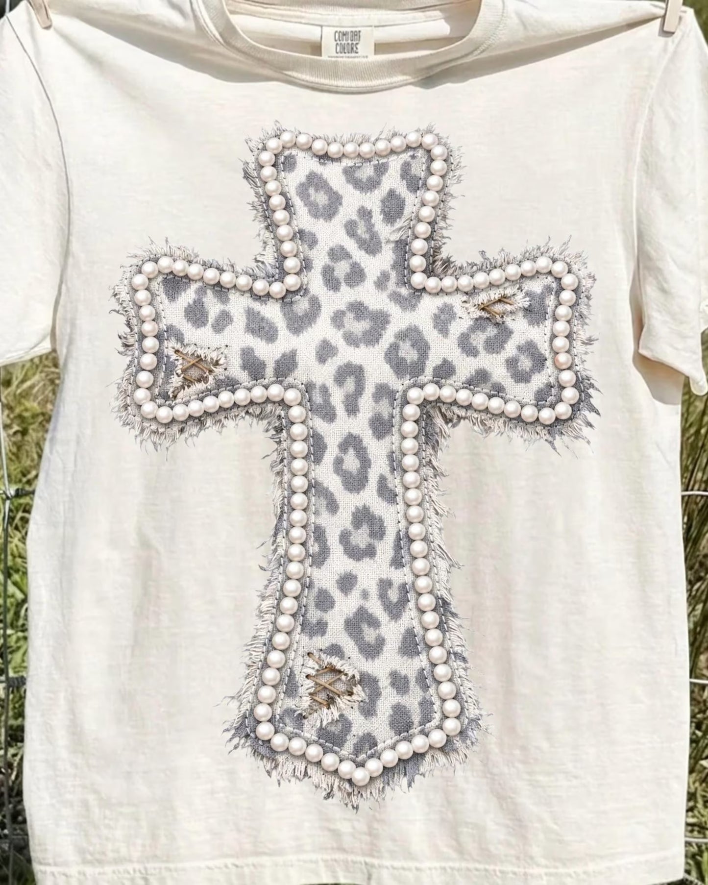 Leopard Pearl Cross - Ivory CC Tee
