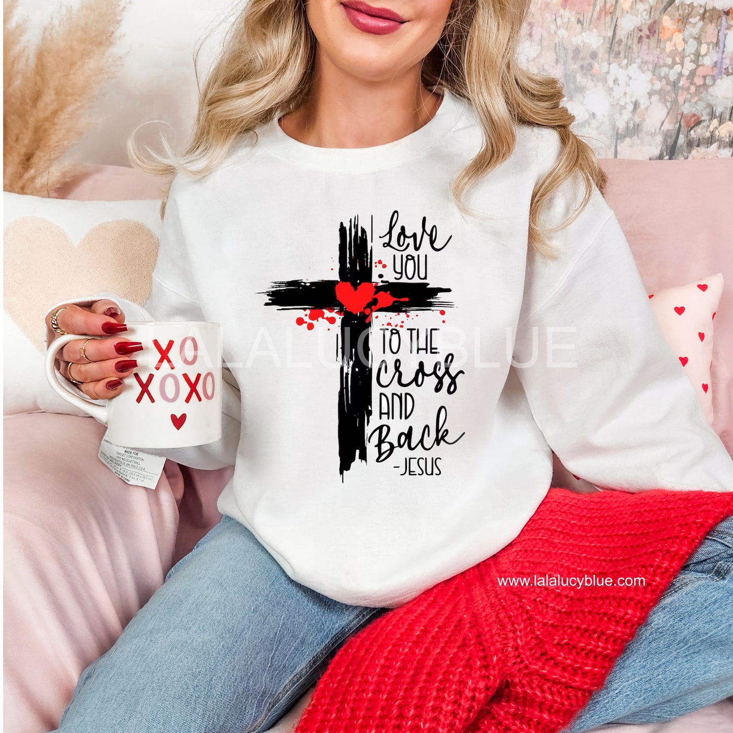 I Love You To The Cross & Back - Jesus (White Sweatshirt)