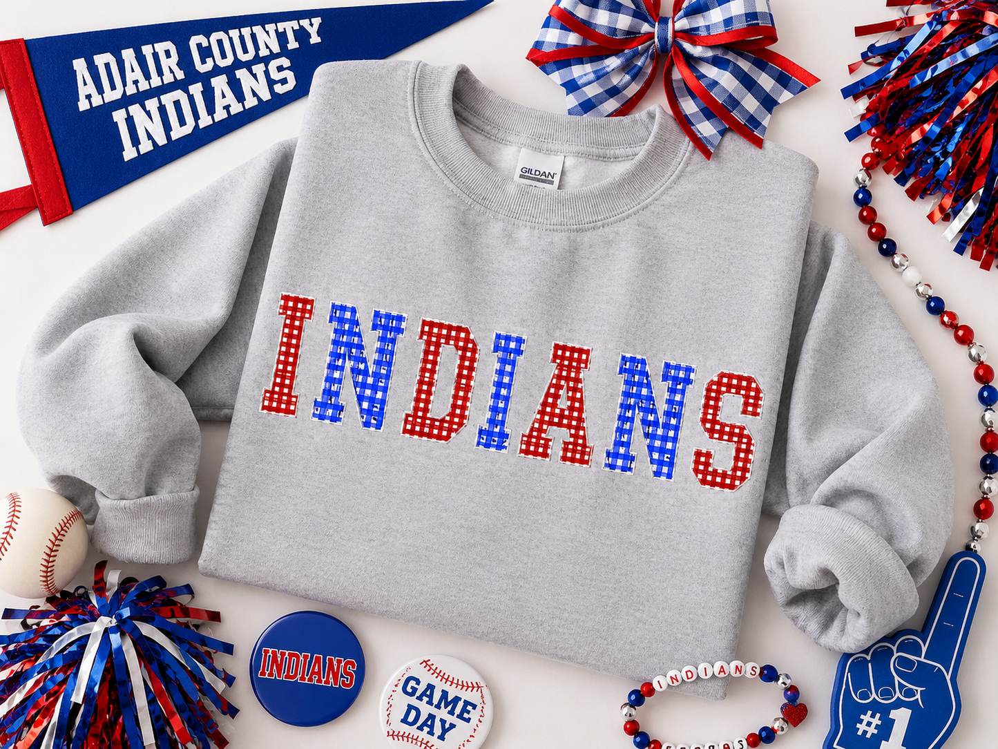 Indians Embroidered Grey Sweatshirt
