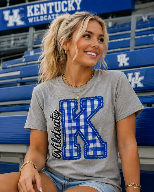 Kentucky Wildcats Plaid K Grey T-Shirt
