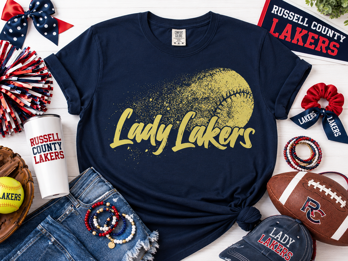 Lady Lakers Softball - Navy Tee