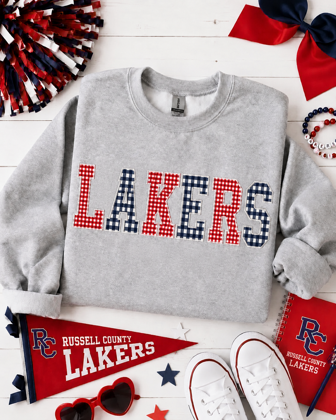LAKERS EMBROIDERED GREY SWEATSHIRT