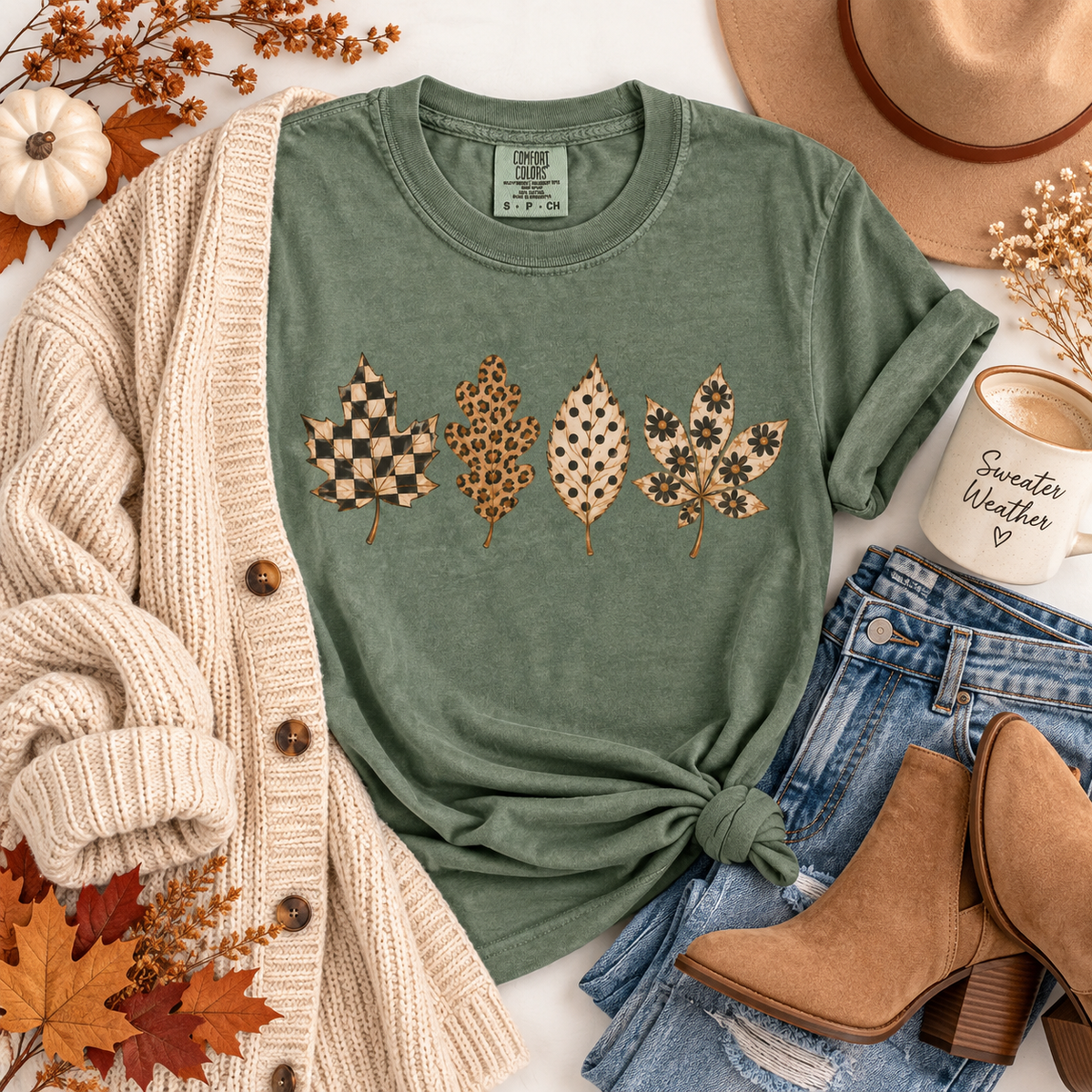 Trendy Leaves CC Green Tee