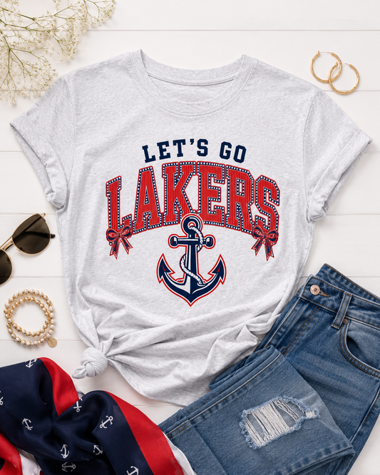 Let's Go Lakers With Bows - Ash Grey Tee
