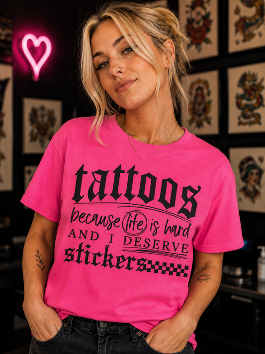 Tattoos Neon Pink Comfort Colors Tee