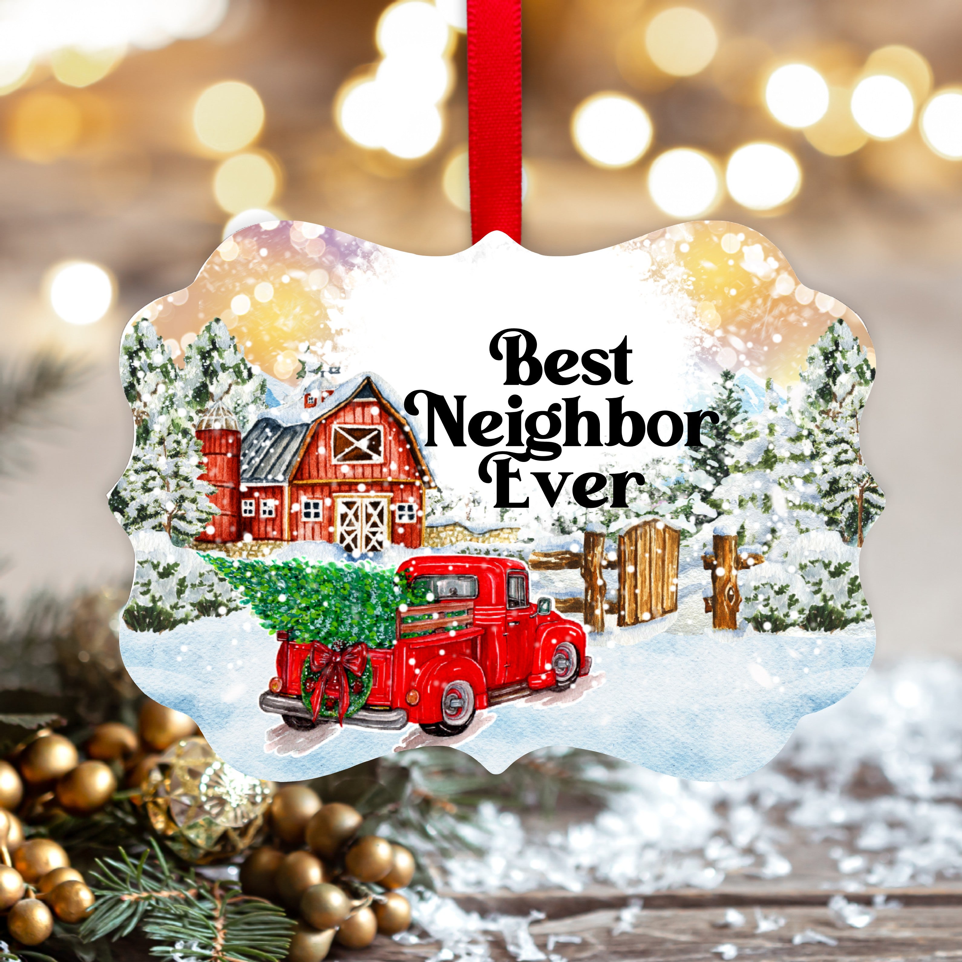 Top Neighbour Best Neighbor Ever Ornament – Lalalucyblue Screen Printing